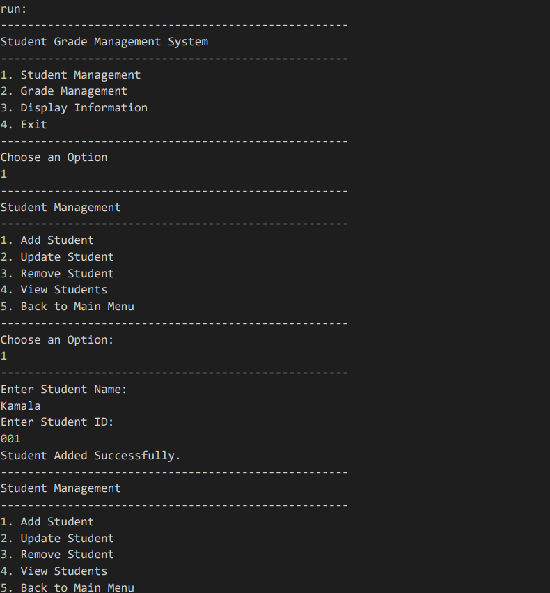 Student Grade Management System - Java Console Application